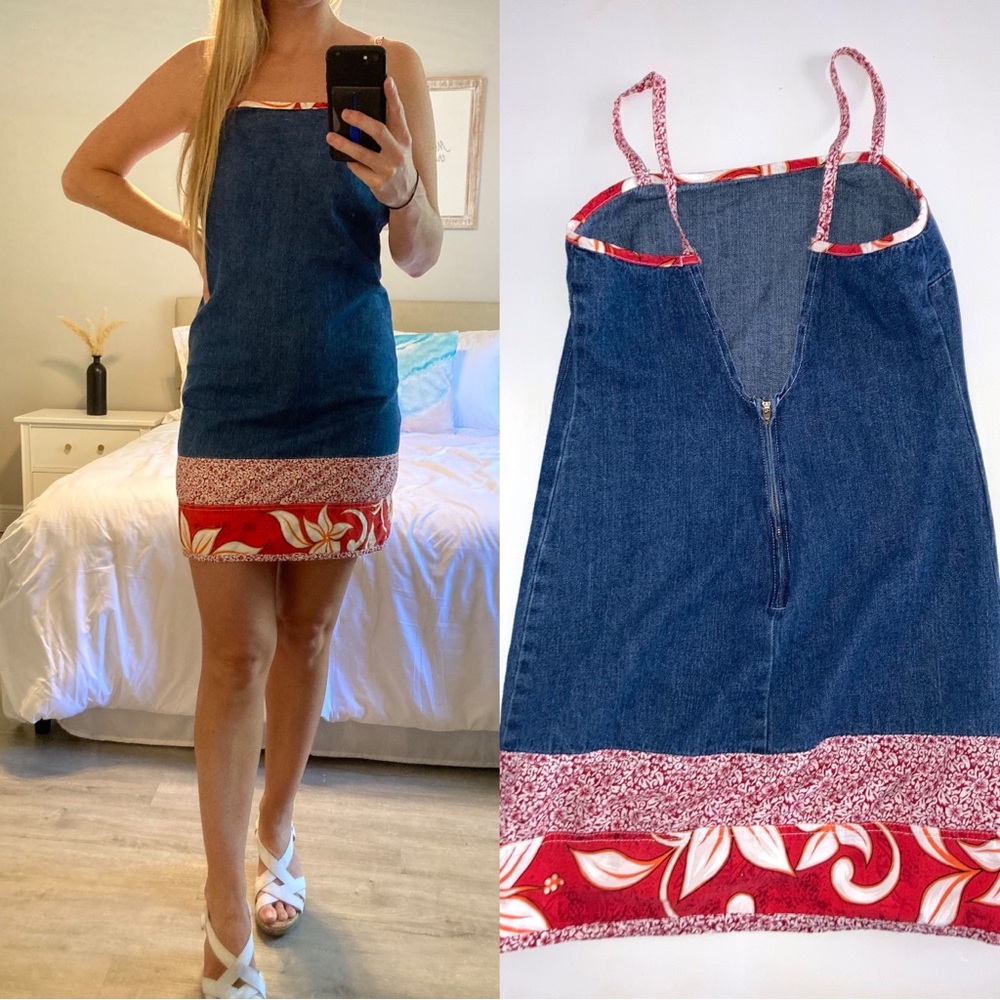 SALE❤️ Vintage Denim Hawaiian Coastal Cowgirl Retro Open Back